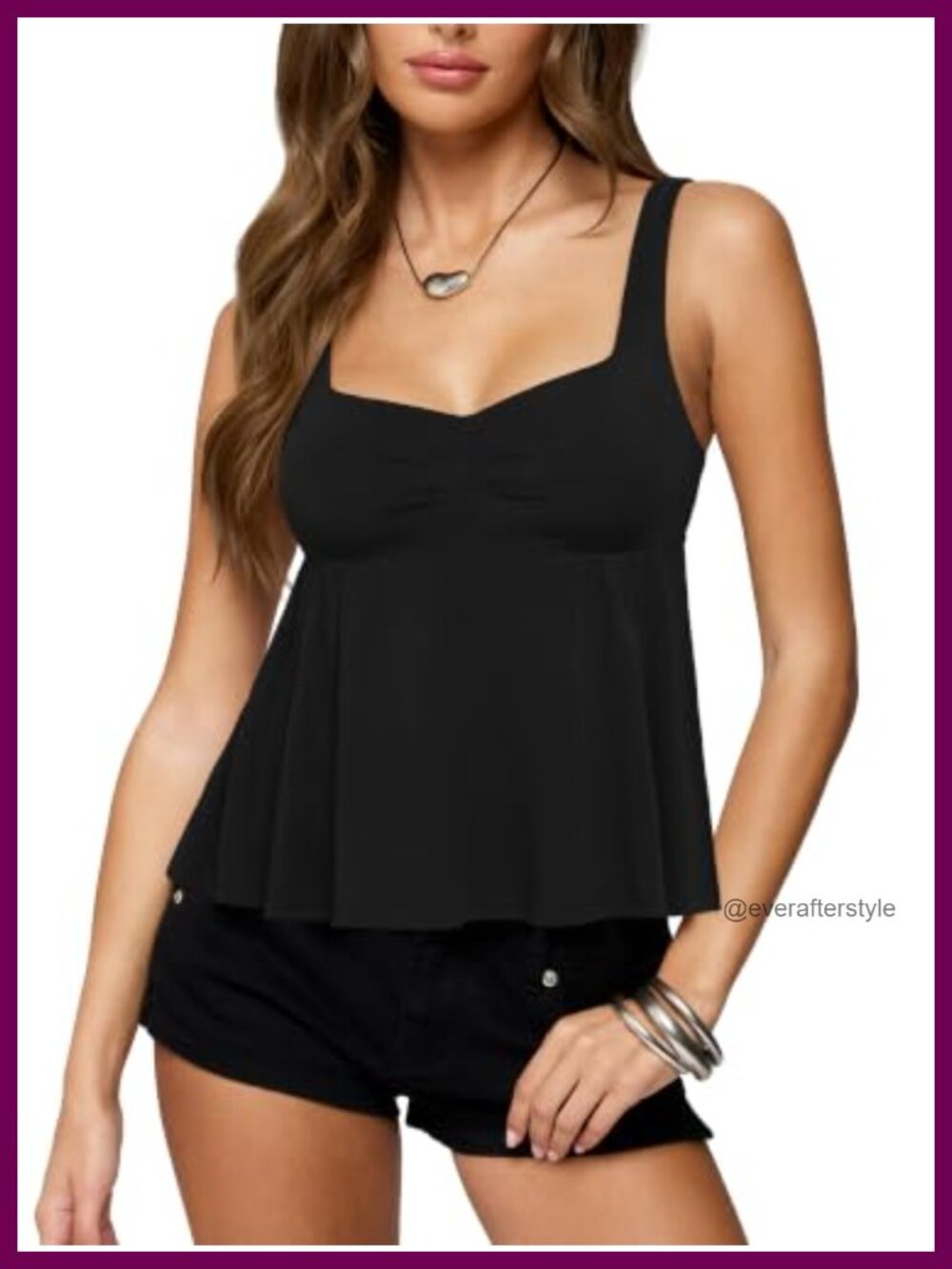 Sleeveless Babydoll Tank Top Built in Bra Modal Peplum Y2K Summer Top